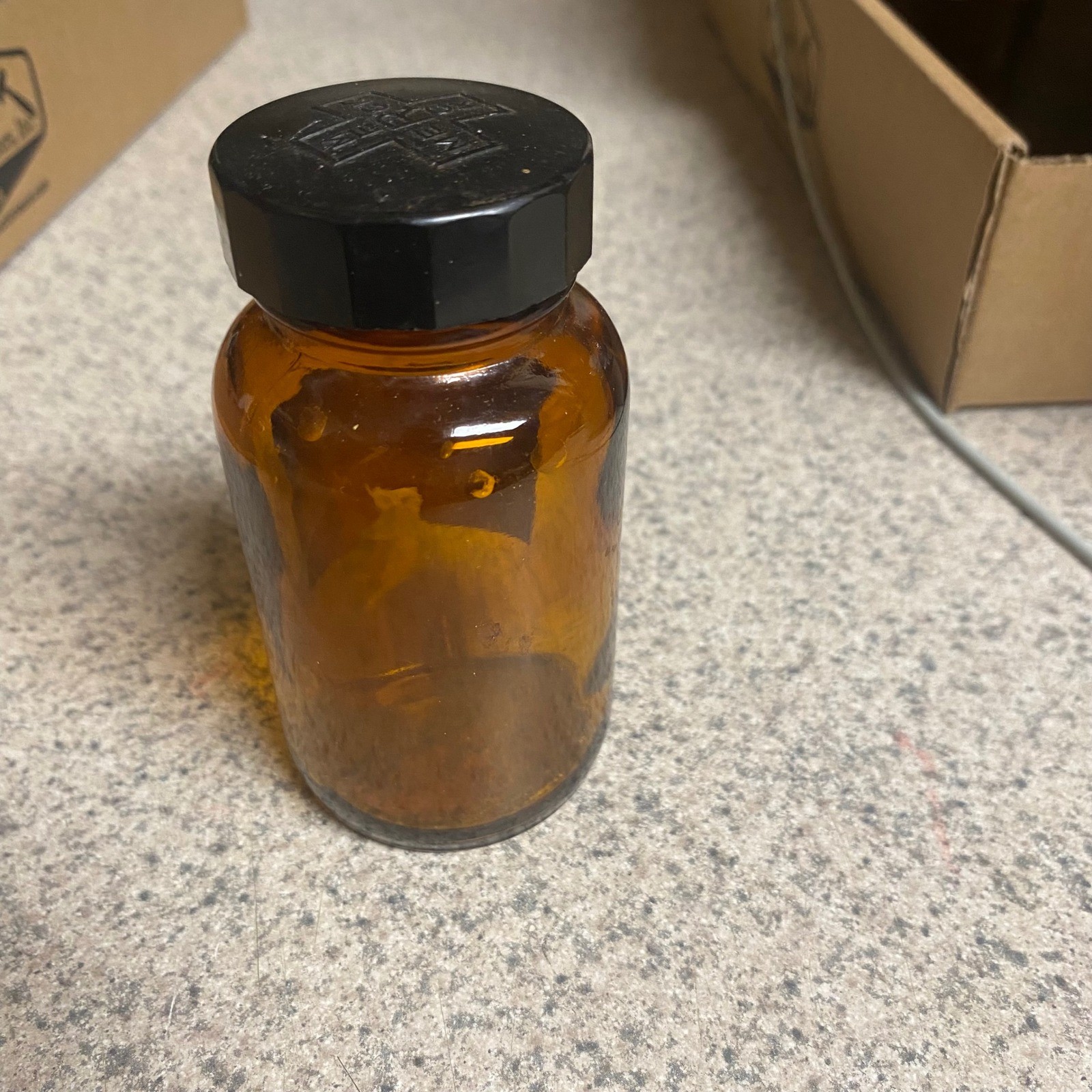 Vintage Uric Acid Medicine Bottle 1 oz Amber Glass Oddities Curiosities