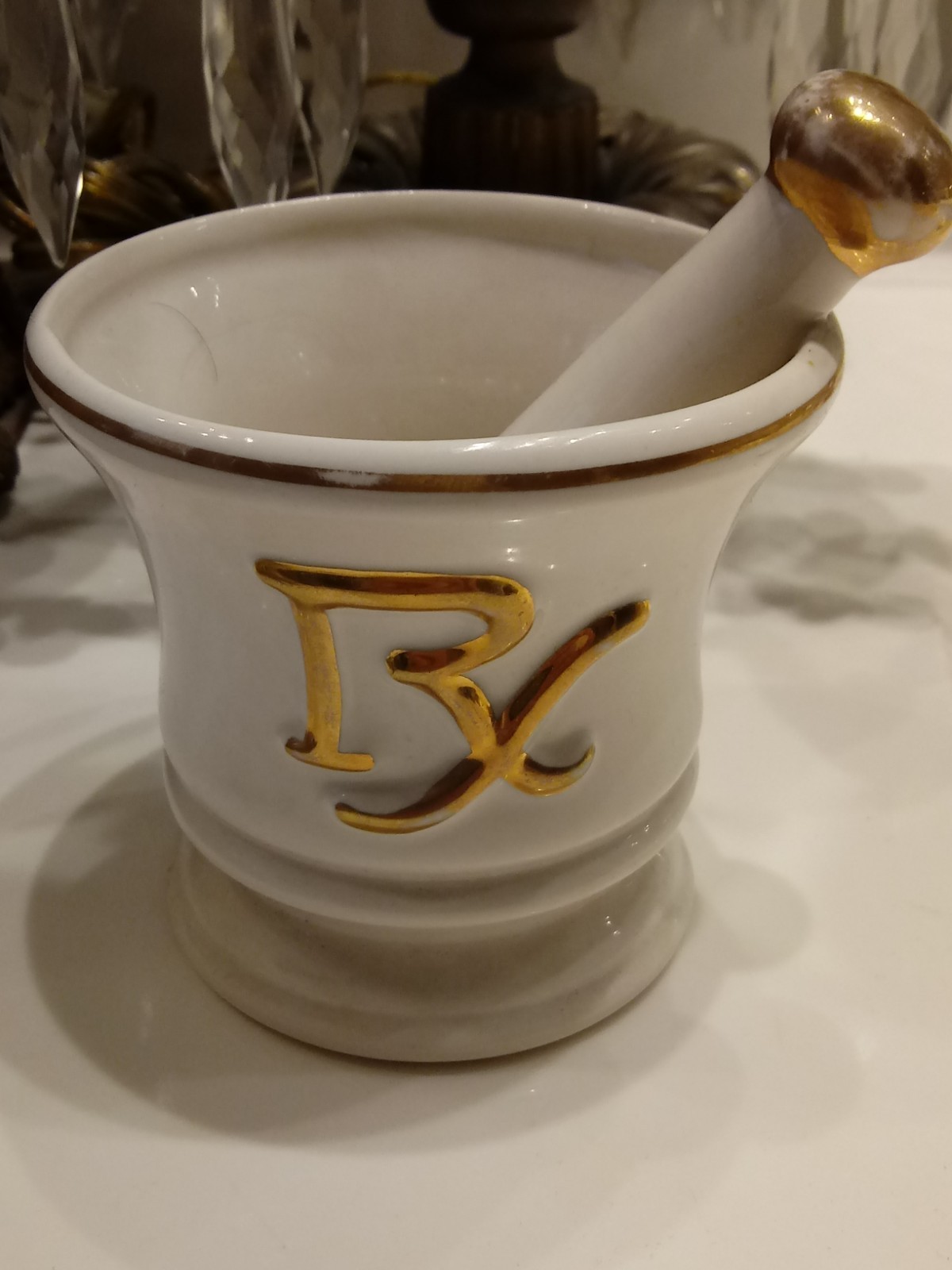 1950’s Pharmacist Advertising Porcelain Morter And Pestel Store Display 4.25x4in