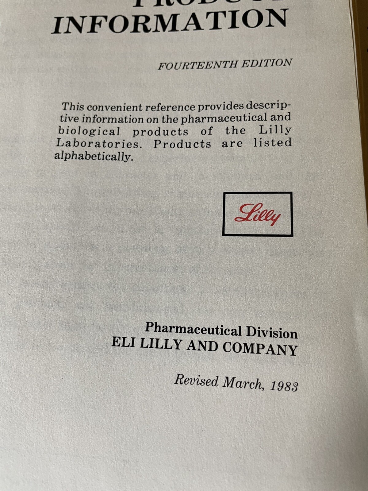 Eli Lilly Pharmacy Marketing reference book 1983 Med Price List Rhodes vintage