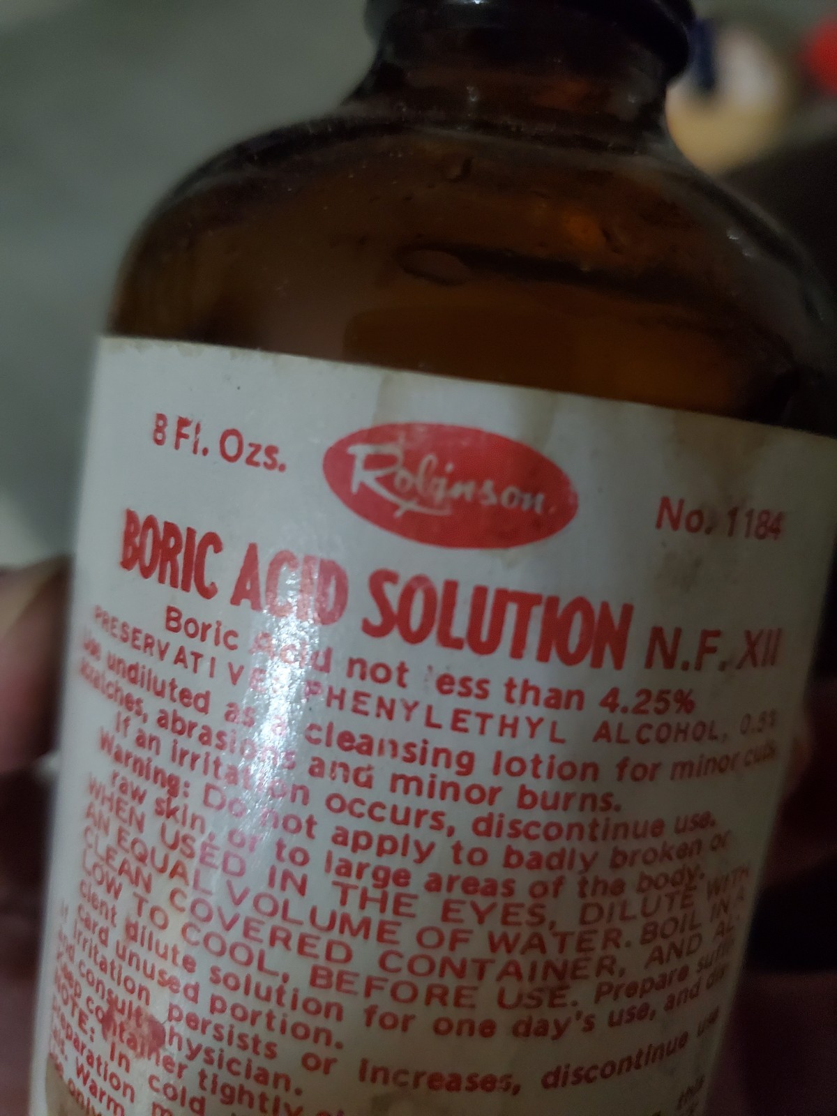 Vintage Pharmacy Robinson Laboratory San Francisco Boric Acid Solution 8oz Full