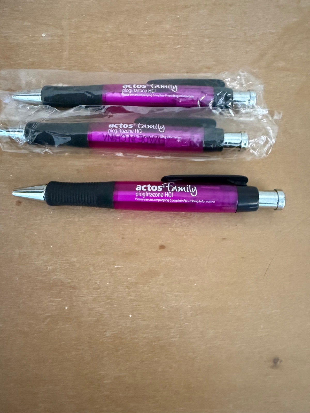 ACTOS Drug Rep Advertising Pharmaceuticals Collectable Pens Pharma Lot of 3 New
