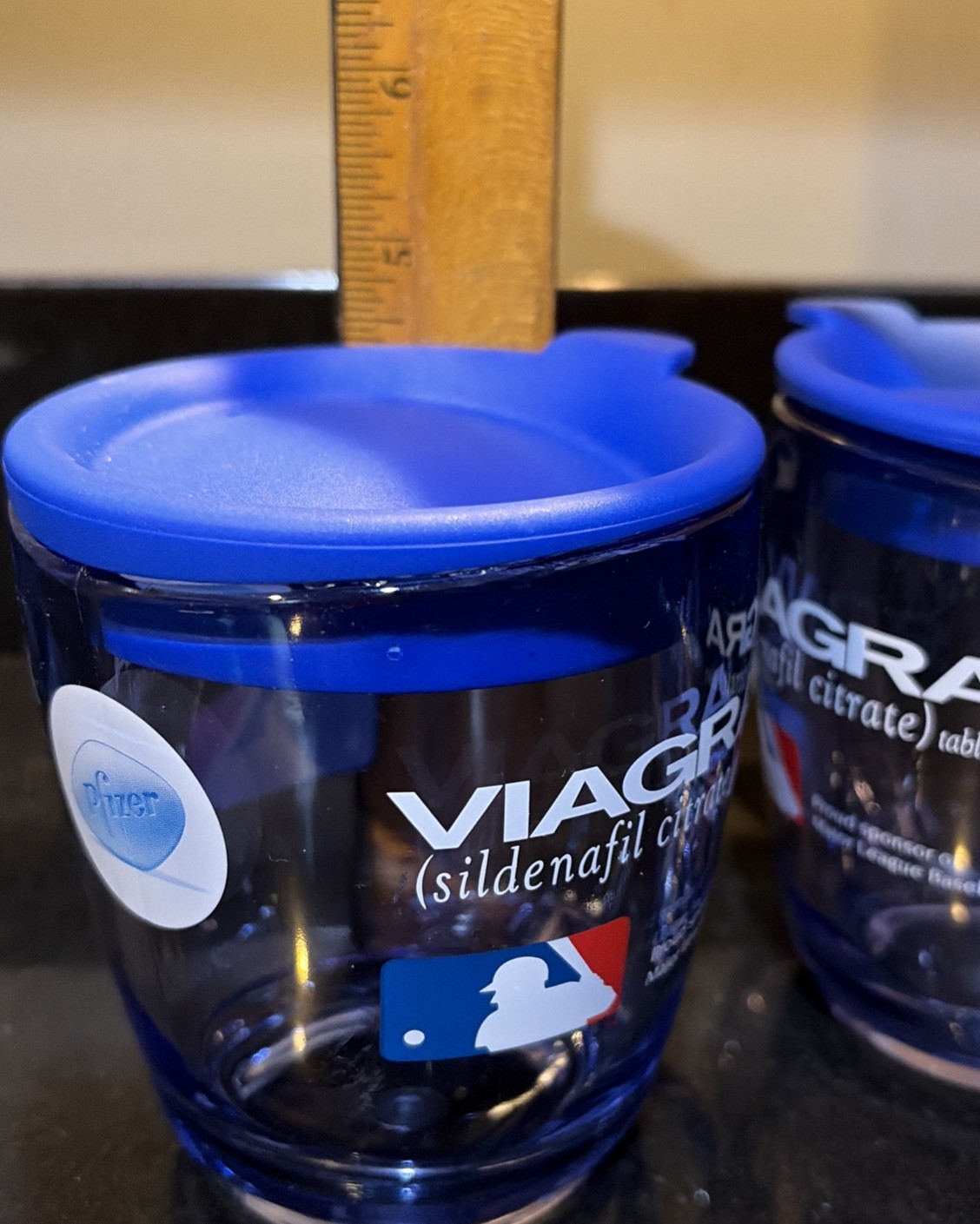 Viagra Pharmaceutical Promo Gift Insulated Travel Coffee Mug MLB ~ SET OF 2