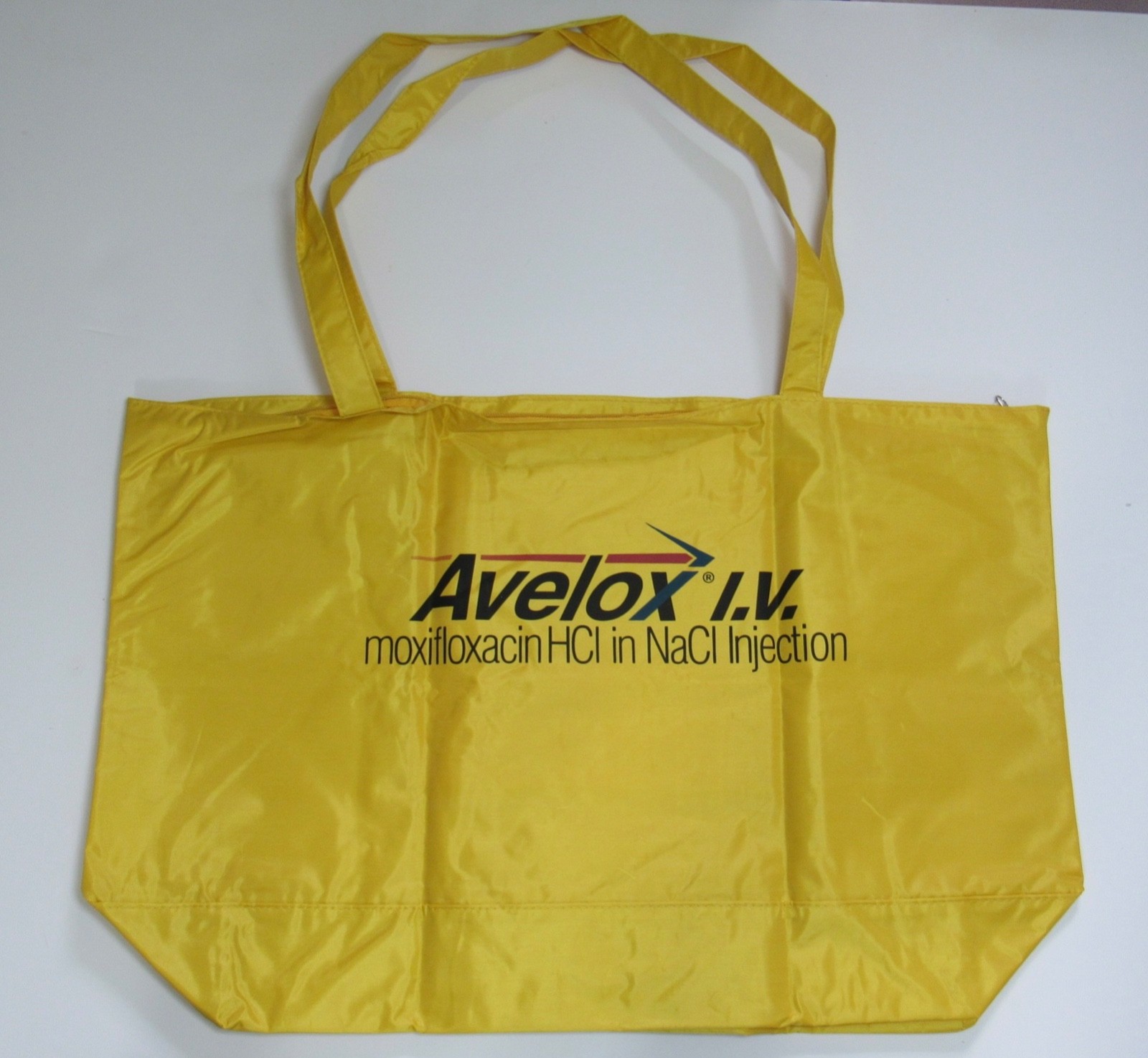 Huge Avelox Vinyl Zippered Tote Drug Rep Pharmaceutical Promo Advertising Yellow