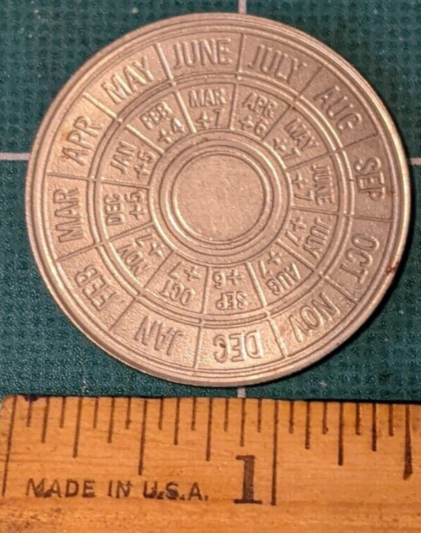 VINTAGE SQUIBB Pharmaceutical Gestational Calendar Obstetrician Gift silver coin