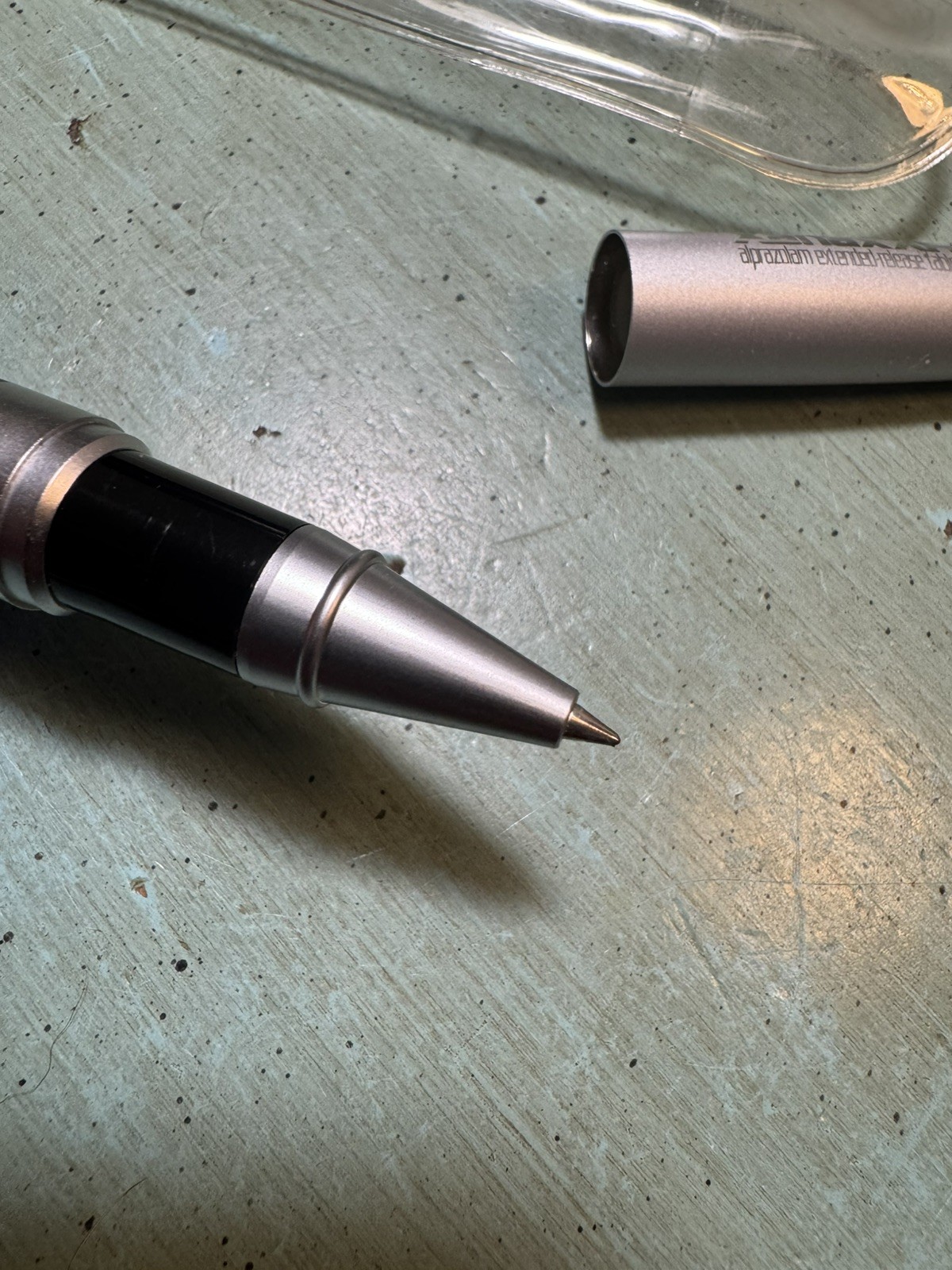 XANAX XR PEN: Blue & Silver-Metal-Refillable Ball Point-Pharmaceutical Promo NEW