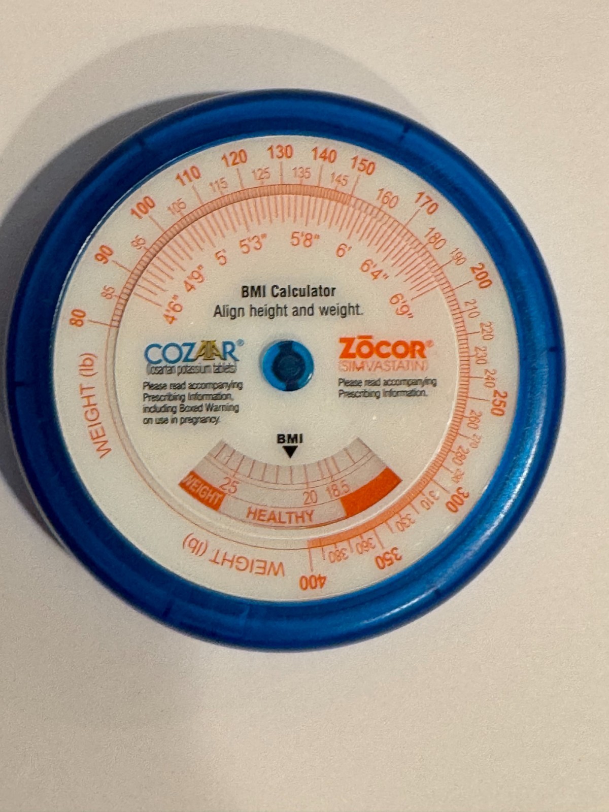 Drug Rep Advertising Promo BMI Calculator for Zocor Merck & Co.