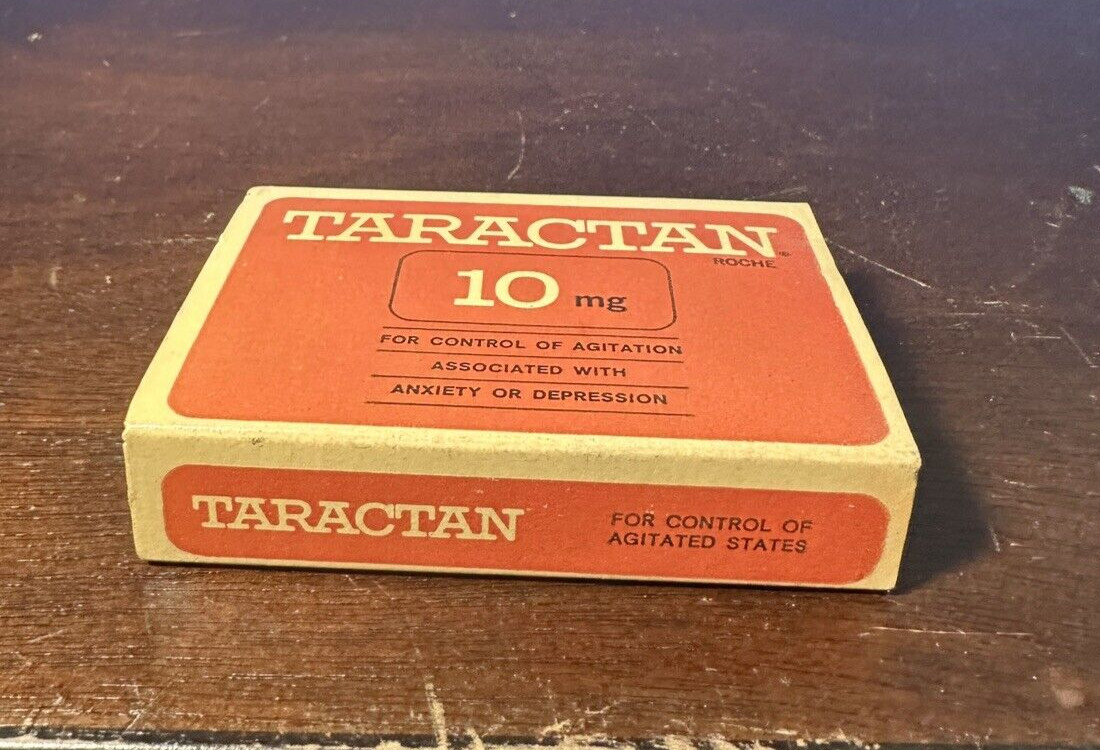 Antique Taractan Roche Laboratories Empty Box Agitation Anxiety Depression Pills