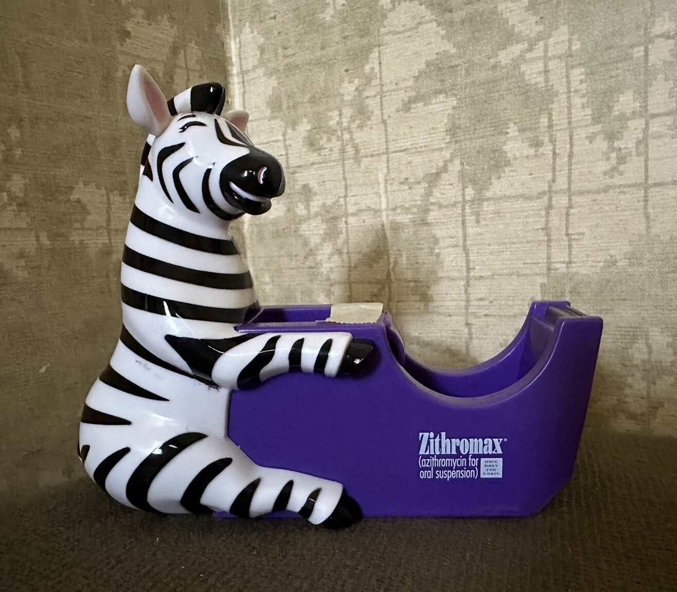 Vintage Pharmaceutical Drug Rep Zithroma Zebra Tape Dispenser Advertisement New