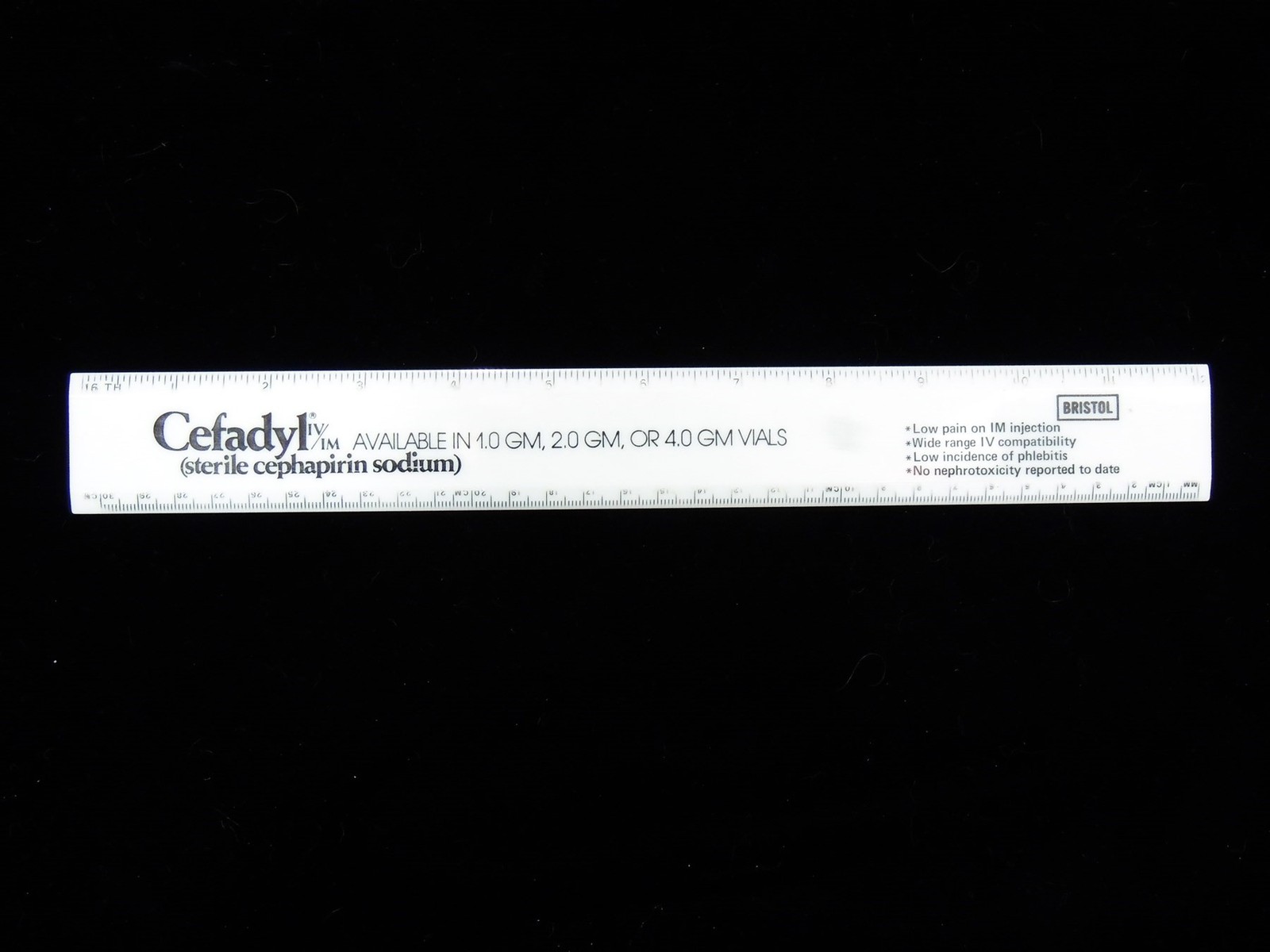 Eli Lilly Promotional 12″ Ruler Vintage Cefadyl IV/IM Collectible Cir 70s