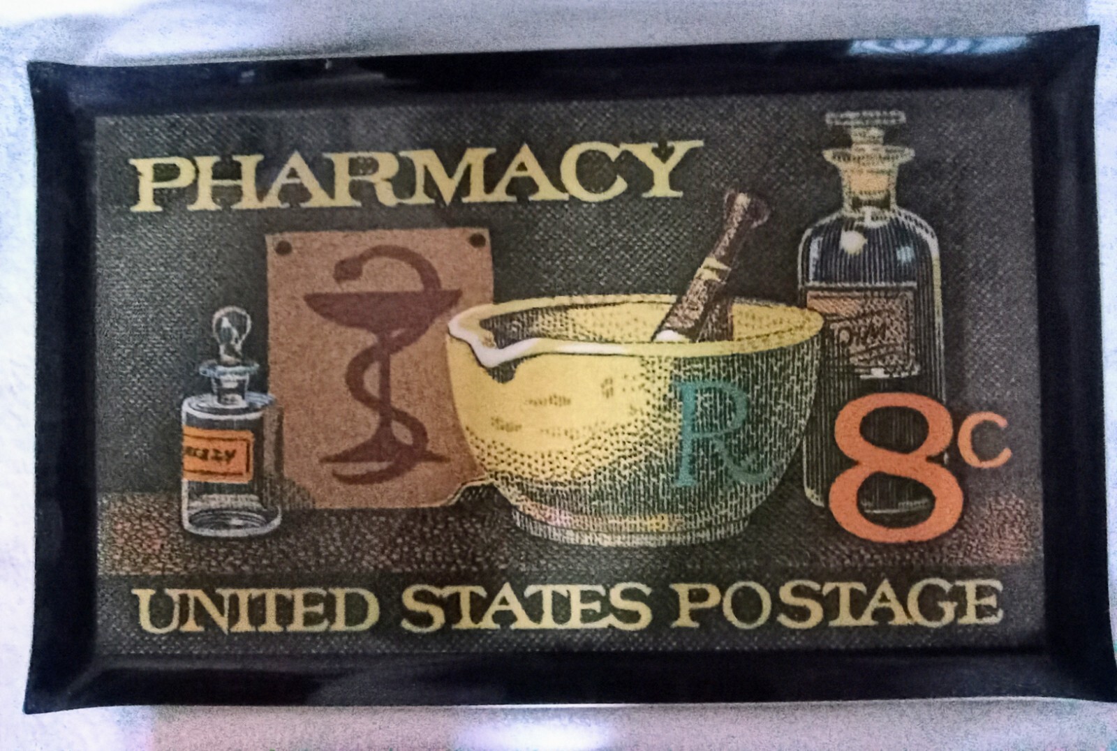 Vintage Pharmacy United States Postage 8¢ Heavy Plastic Tray 21 x 13” 1970’s bar
