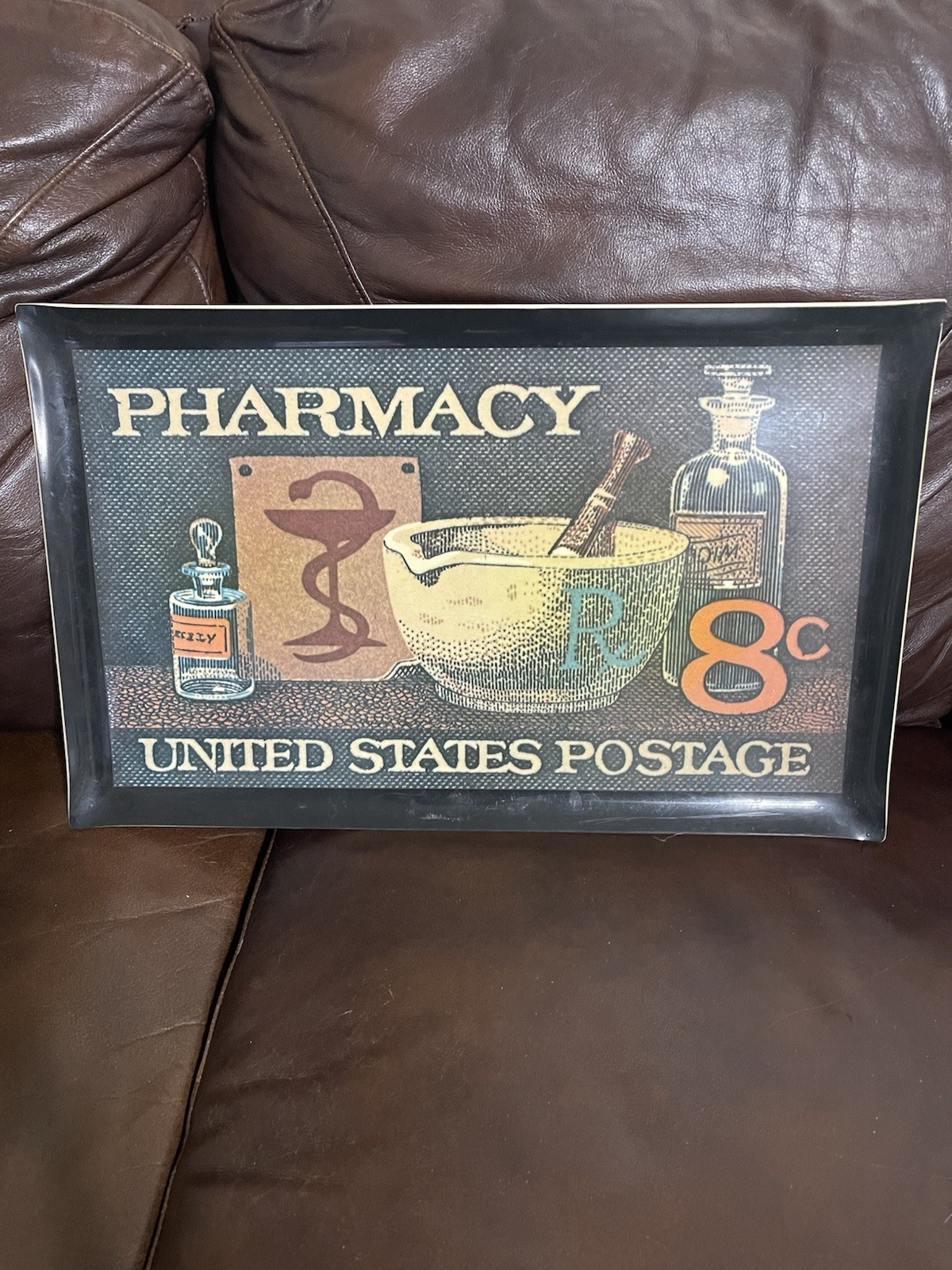 Vintage Pharmacy United States Postage 8¢ Heavy Plastic Tray