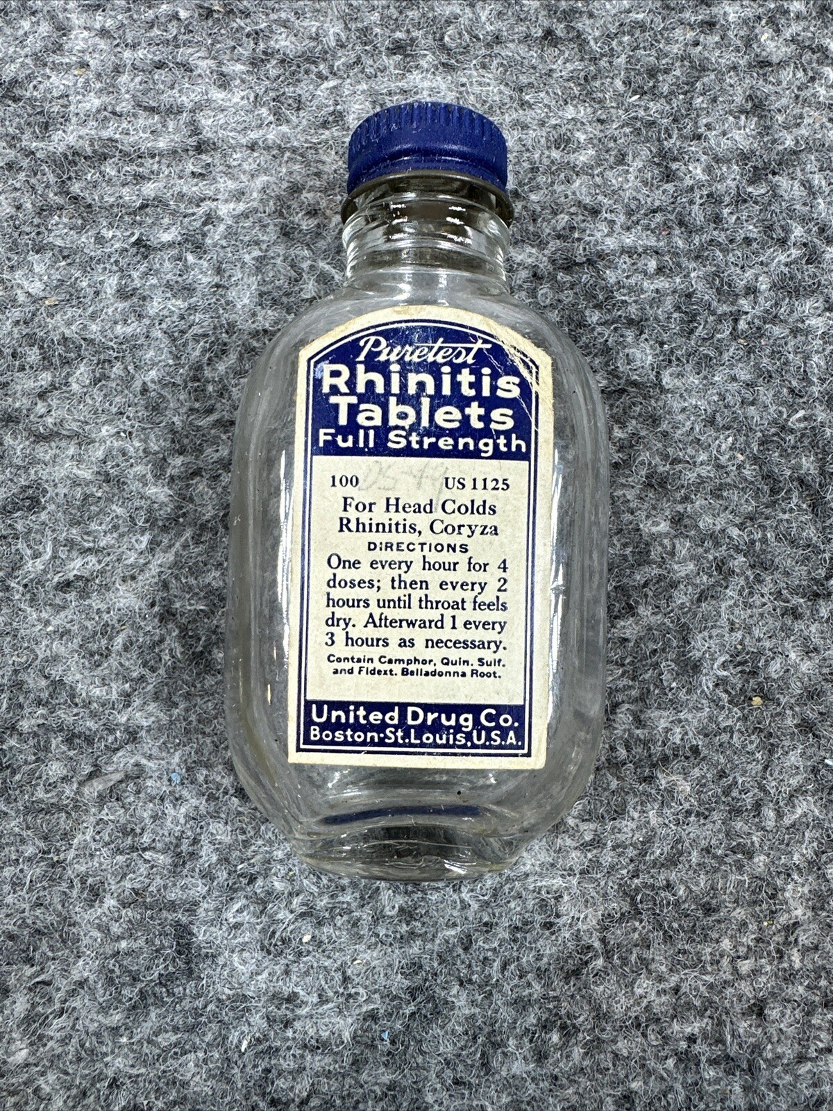 Antique Puretest Rhinitis Tablets Full Straight United Drug Co Sold At Rexall