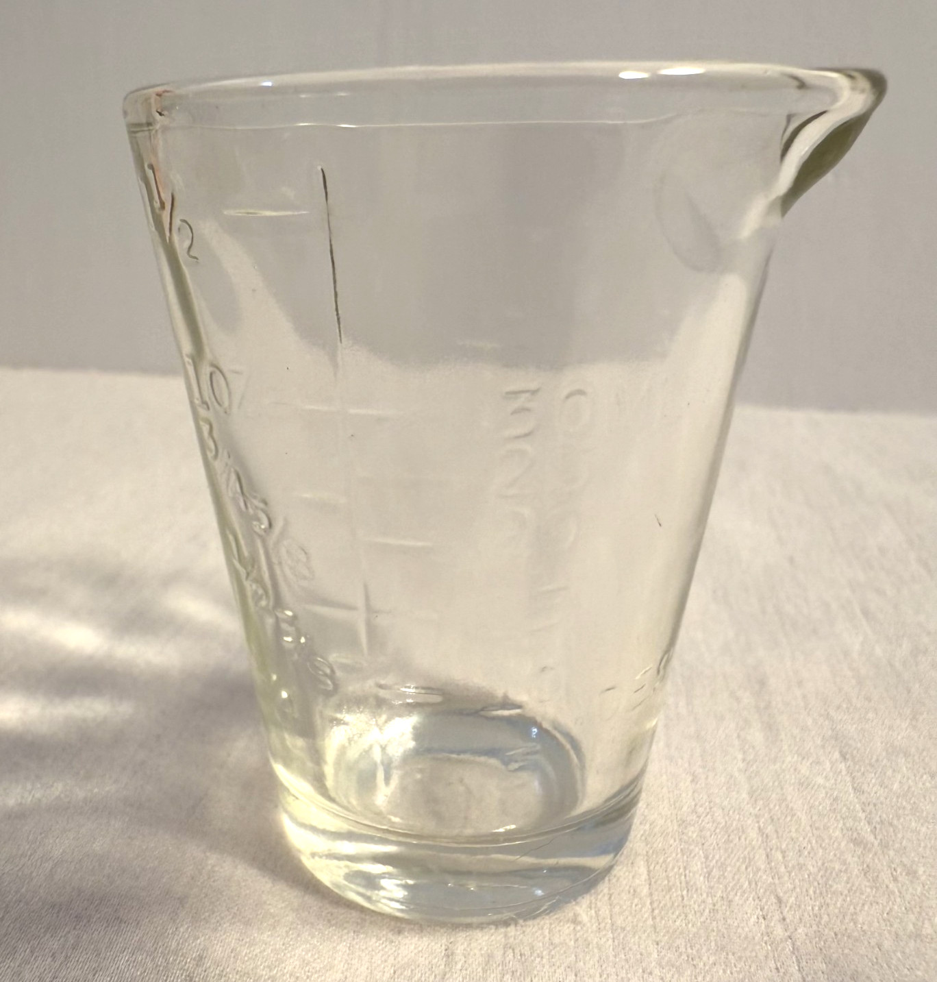 Vintage Glasco Apothecary Measuring Glass Cup with Embossed Graduations & spout