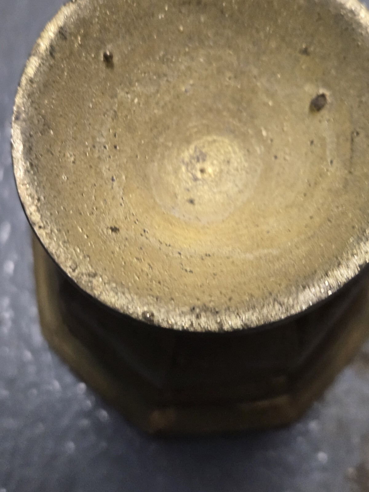 Antique Hexagon Brass Mortar & Pestle Pharmacy Druggist Tool Drug Herbs 19 C.
