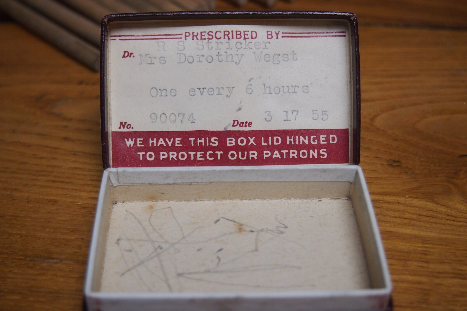 Vintage 1950’s Cardboard Pharmacist pill box – Nanticoke PA