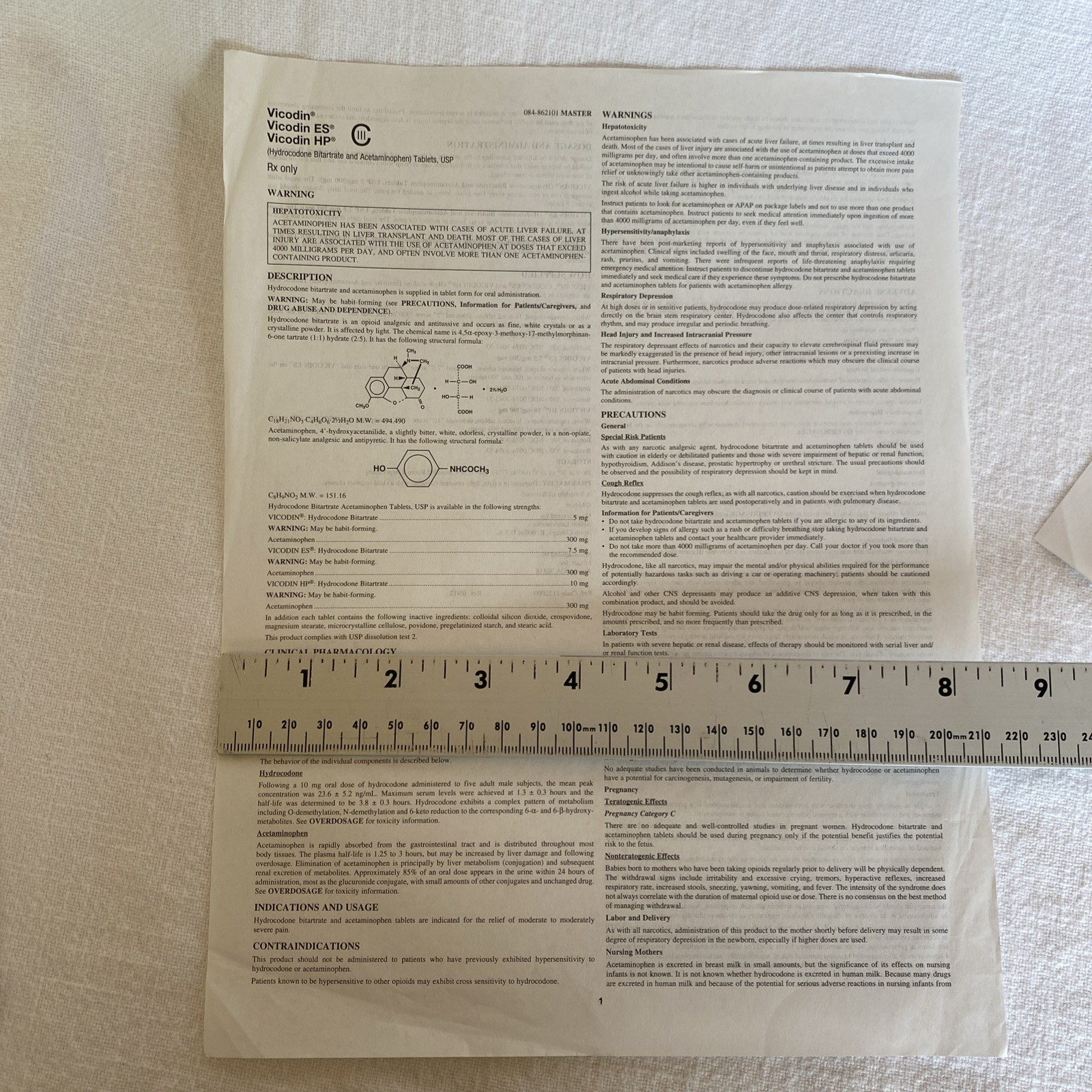 Rare Vicodin News Release 2012 Reformulation Abbott Drug Rep HP ES Opioid Pharma