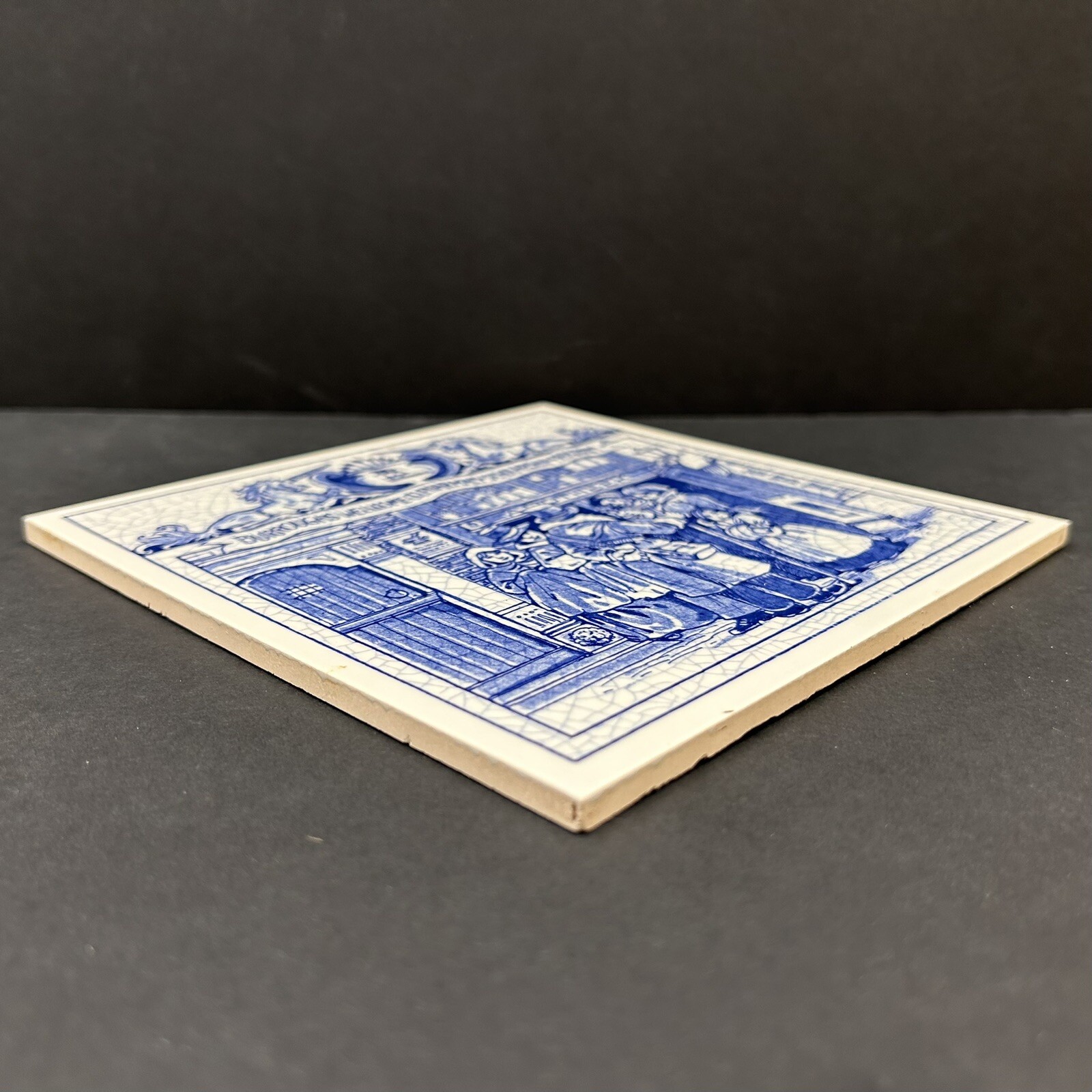 Vintage Blue Delfts Tile Burroughs Wellcome Co Pharmacy Scholarship Program