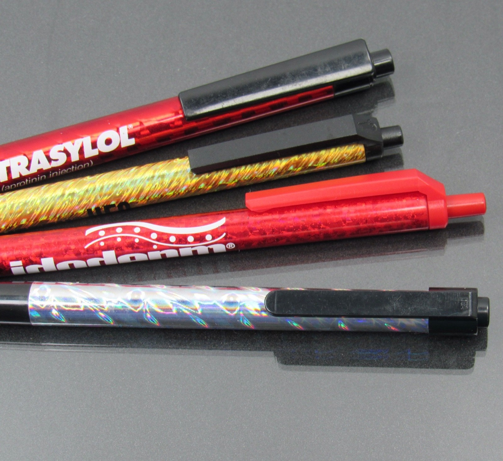 Drug Rep Lot 4 PENS Pharmaceutical Promo Advertising Sparkling & Iridescent Rare