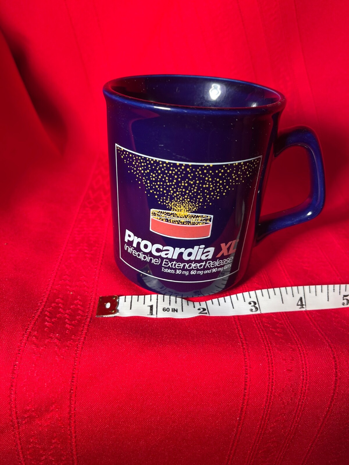 Procardia XL Pfizer Labs Blue Ceramic Coffee Mug Pharmaceutical Drug Swag Cup