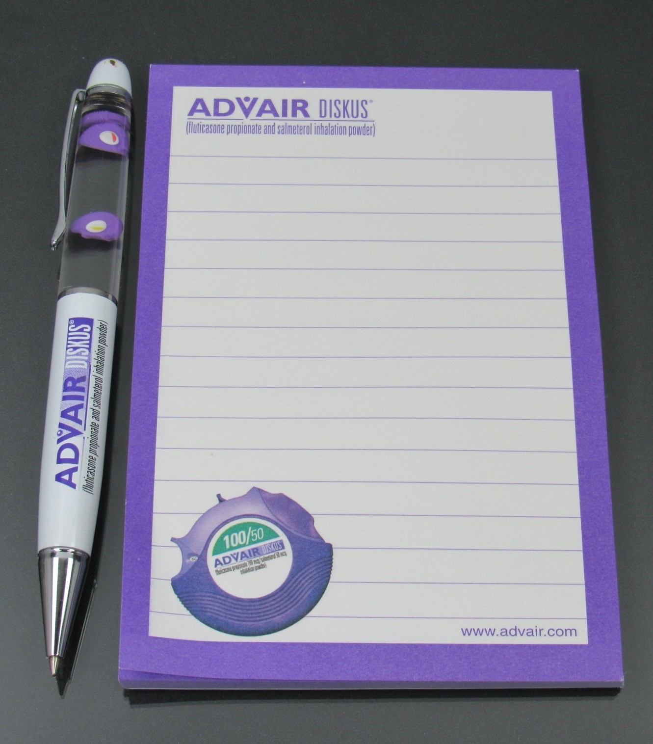 Advair Lot Floating Diskus PEN + Sticky Pad Drug Rep Pharmaceutical Advertising