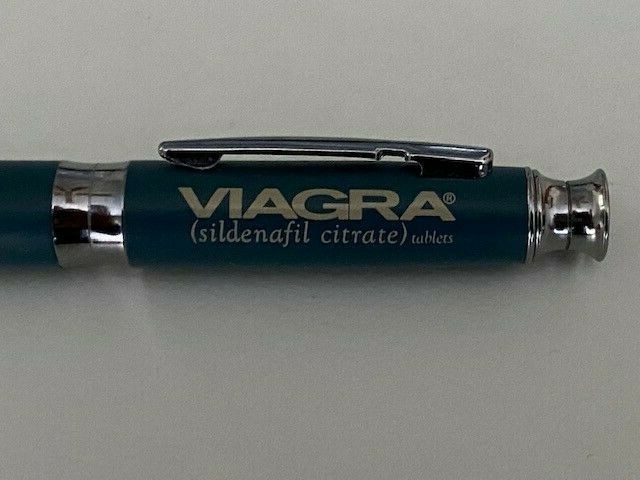  VIAGRA Drug Rep Pen Heavy Metal Night Sky Blue with Hourglass Mid-band, VGC