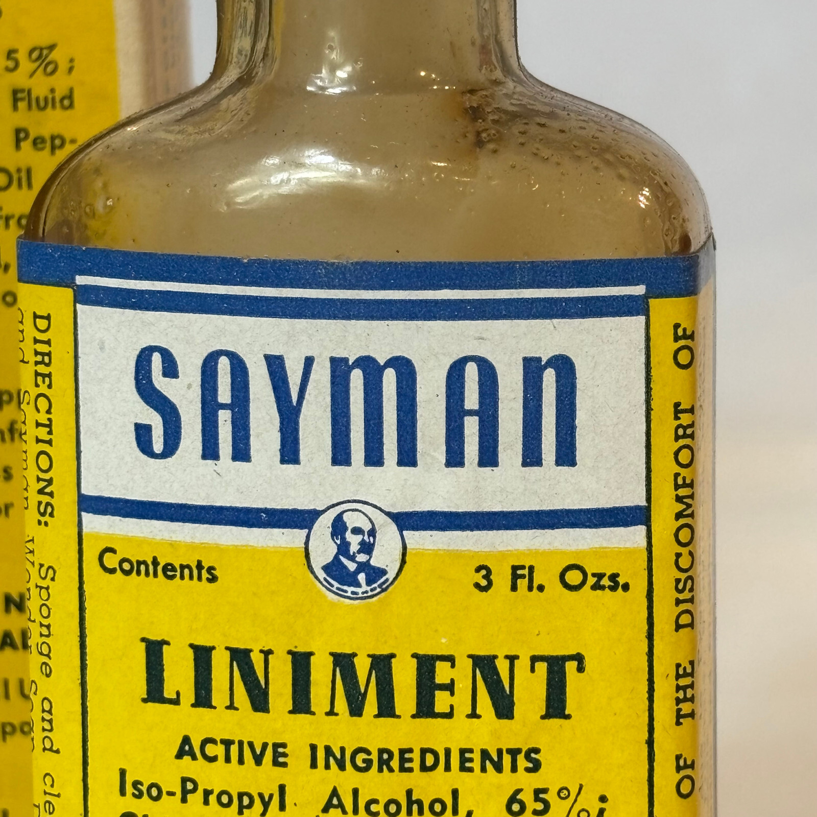 Vtg Sayman Liniment Bottle 3 oz In Original Box Clear Glass