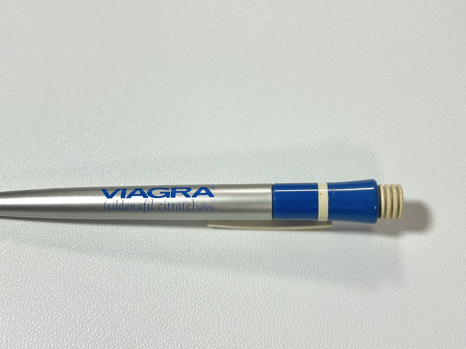 2 Vintage Viagra Pens Pfizer Drug Promotional Blue Gray Pharmaceutical