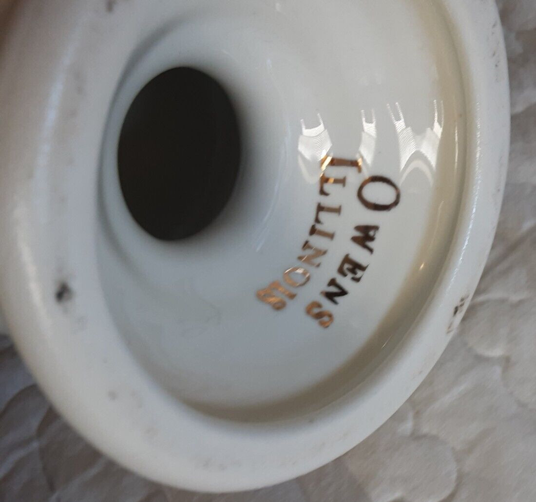 Vintage Collectable Owens-Illinois 12″ Ceramic Finial White with Gold Apothecary