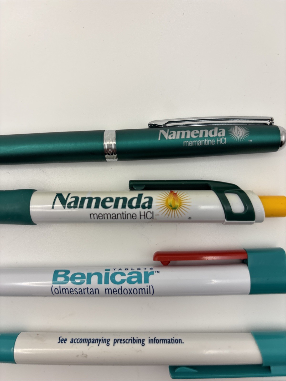 Pharmaceutical Drug Rep Vintage Pen Lot Benicar Namenda Metal & Plastic