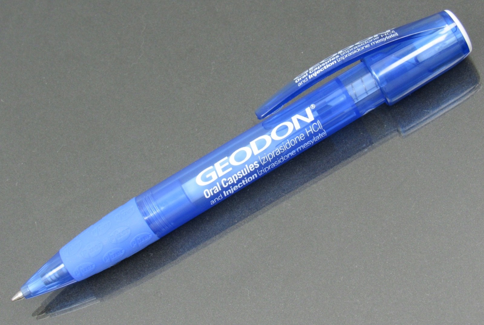 Geodon PEN Drug Rep Pharmaceutical Advertising Unique Pfizer Gripper w/ Info