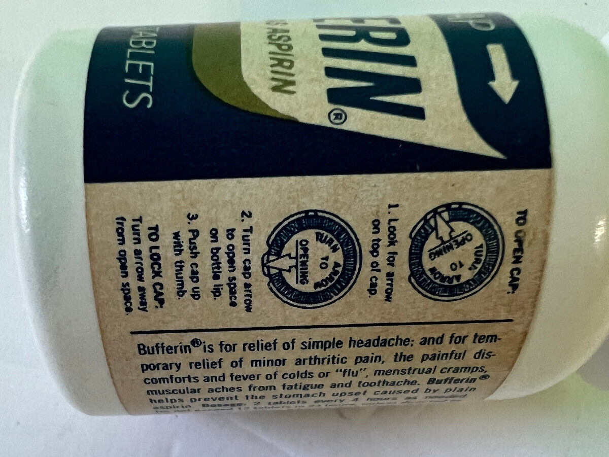 Bufferin Tablets Vintage Medicine Plastic Bottle-A4