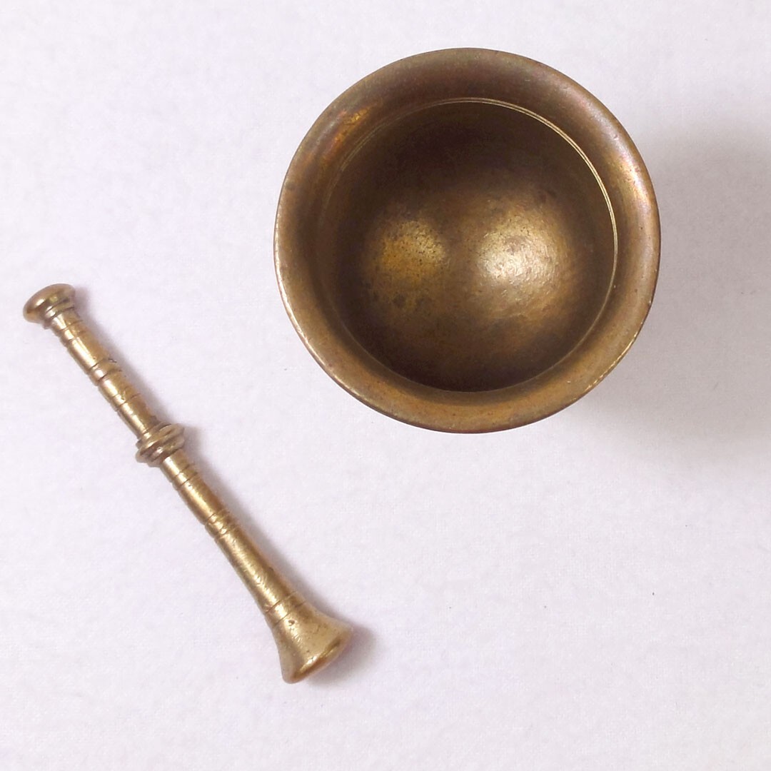 Vintage Small Brass Mortar and Pestle Set, Apothecary Pharmacy Wicca