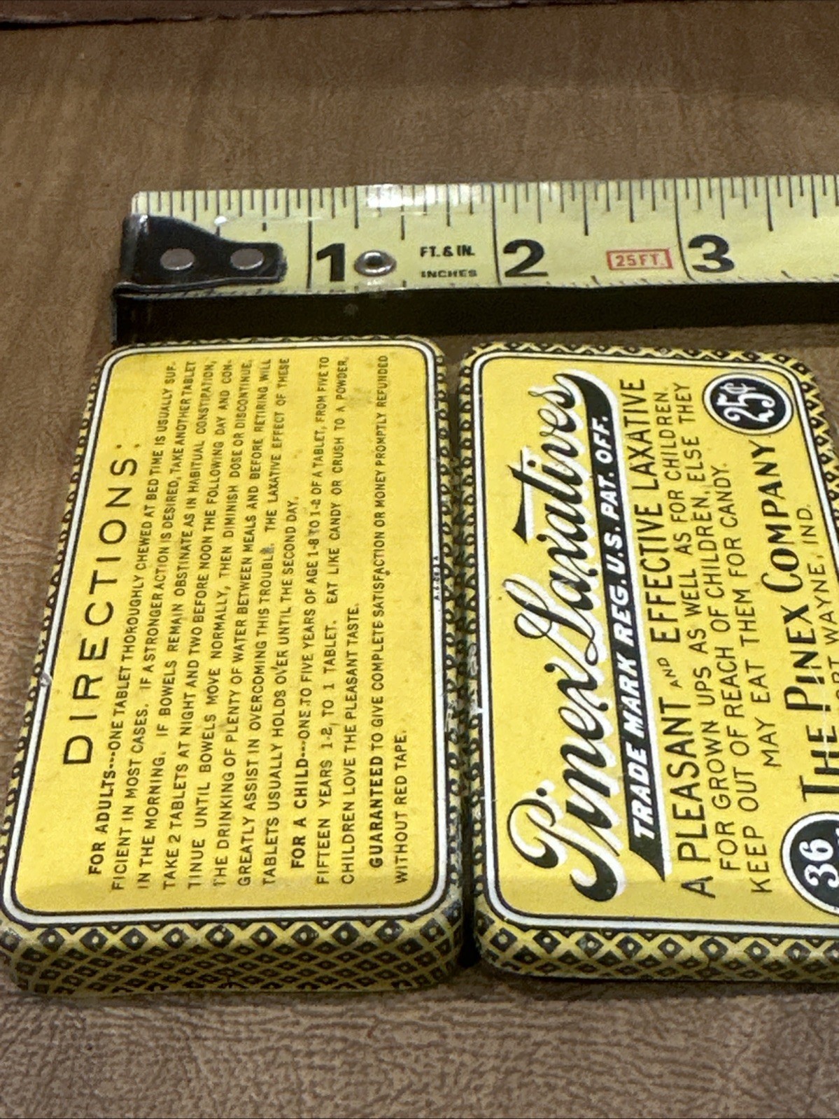 Vintage Pines Laxatives Tin / 36 tablets 25 cents! great colors & graphics. H14