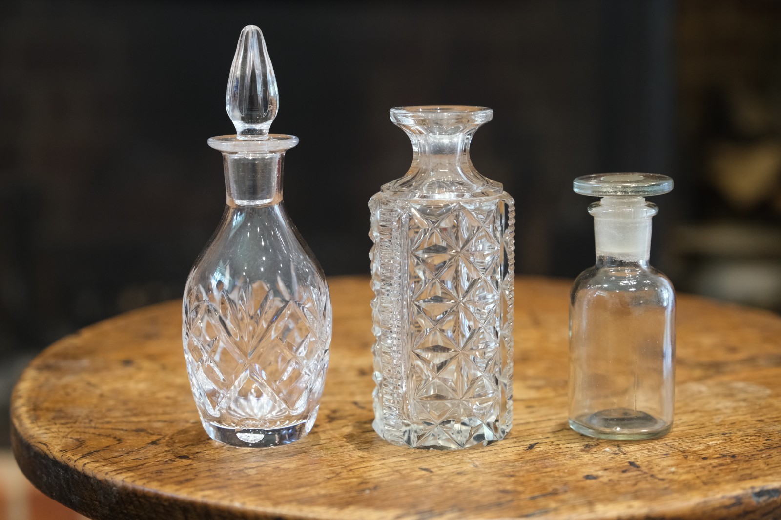Vintage Cut Glass Scent Bottles & Apothecary Jar Group of 3