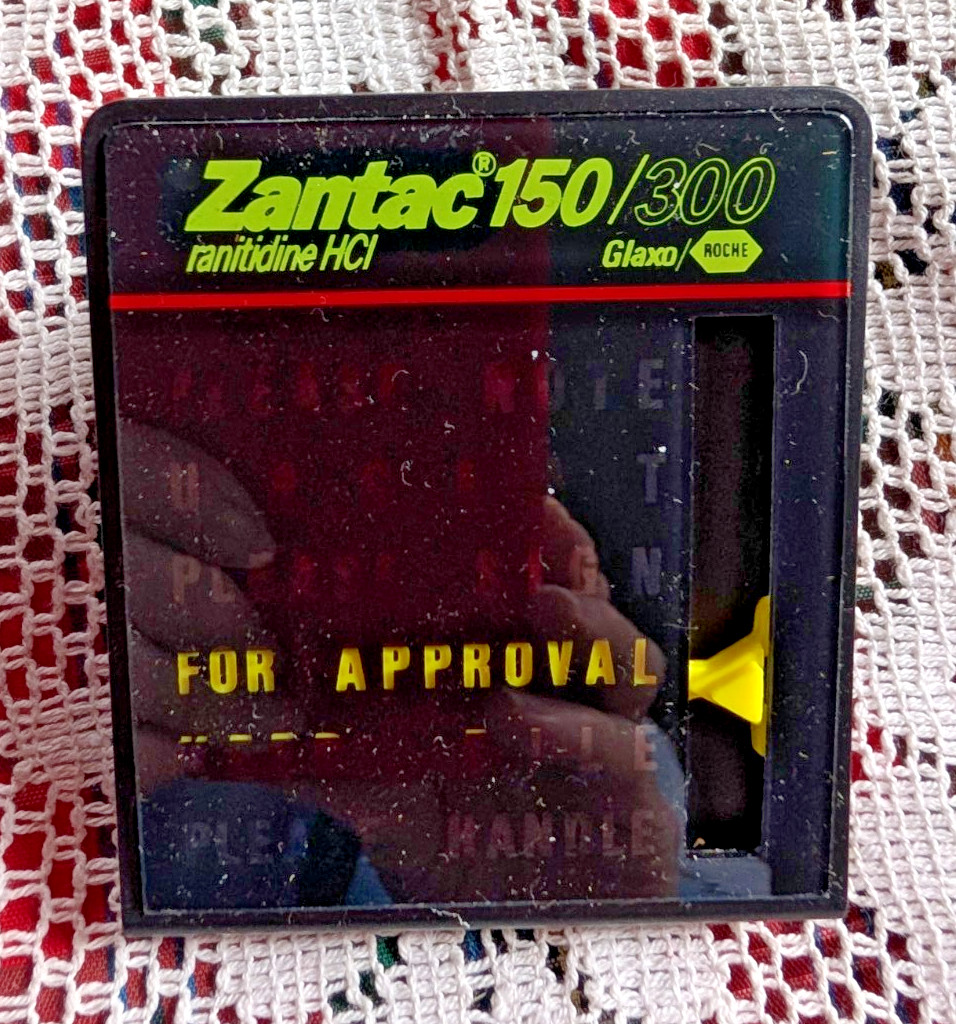 Zantac drug rep ads glass rain teardrop clip magnets Rx spatula notes narcotic