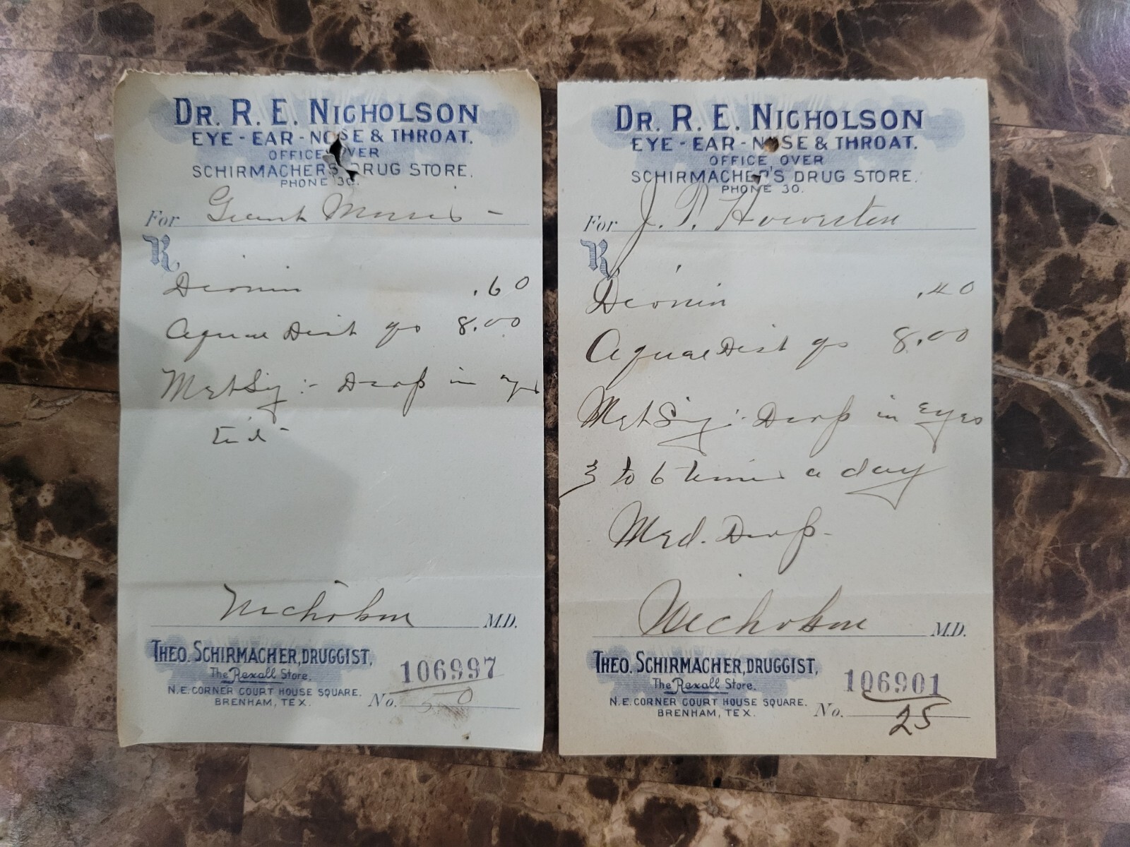 File Box & 97 antique prescriptions (1913) – Opium, Morphine, Dionin, Codeine