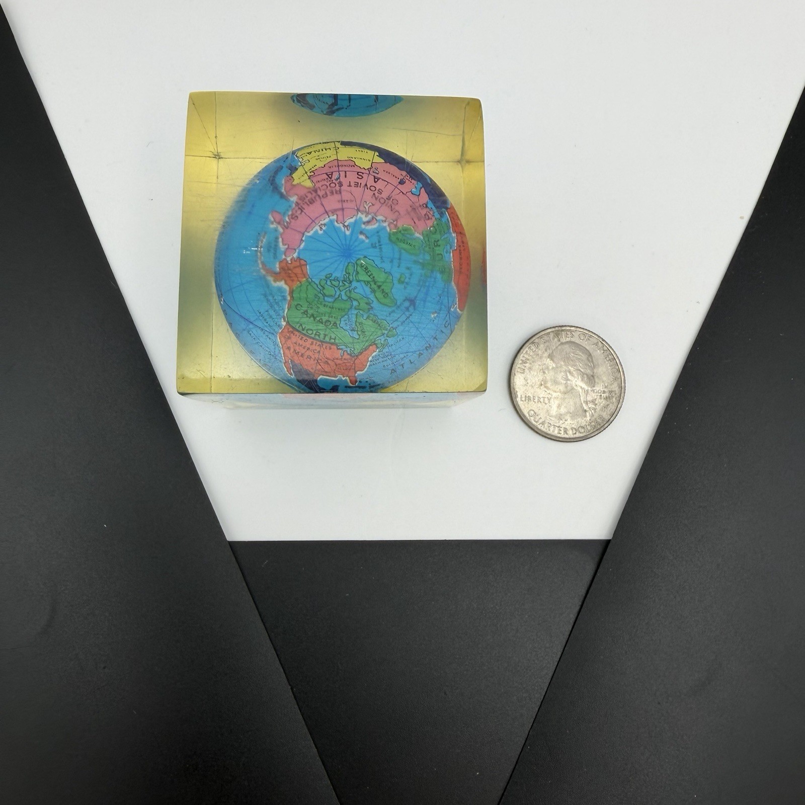 Vintage Glaxo Roche Pharmaceutical Acrylic Globe Paperweight See Details