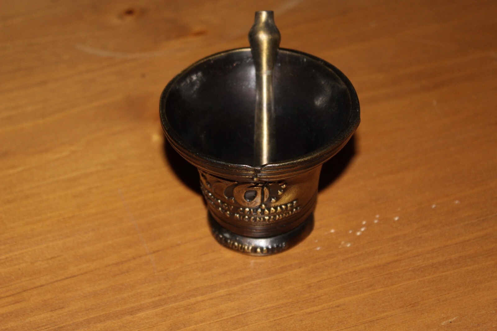 Vintage Bronze Brass Mortar & Pestle Pharmacy Celebrates Americas Bicentennial