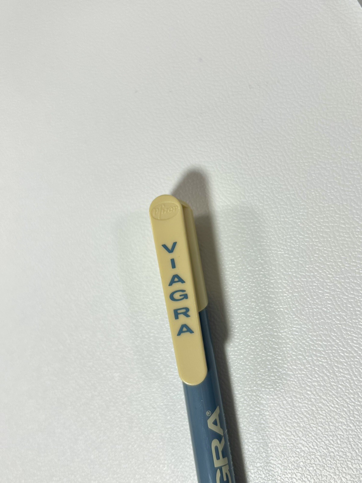 2 Vintage Viagra Pens Pfizer Drug Promotional Blue Gray Pharmaceutical