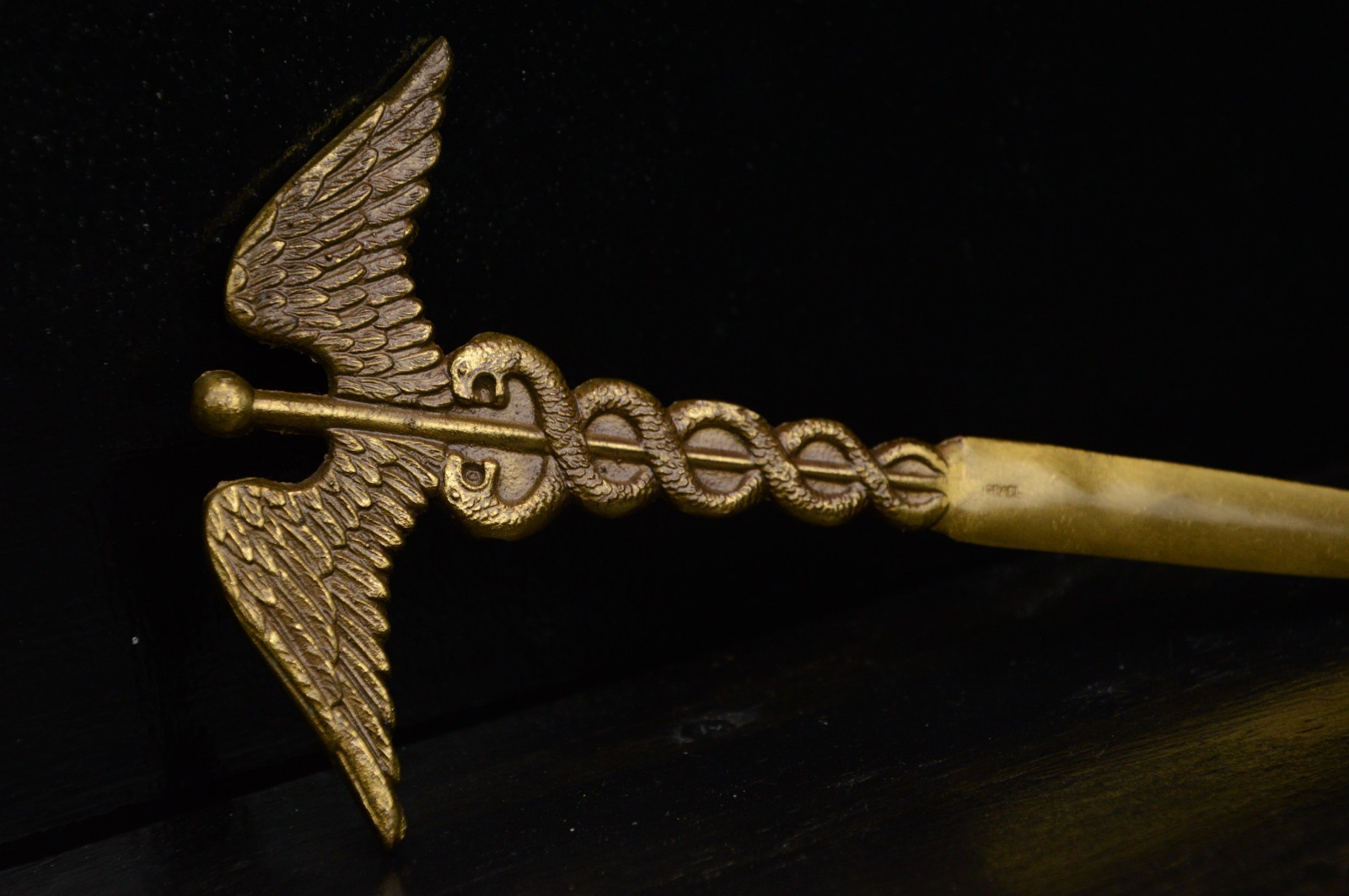 Vintage Brass Letter Opener Caduceus Medical 9″ 5.4oz