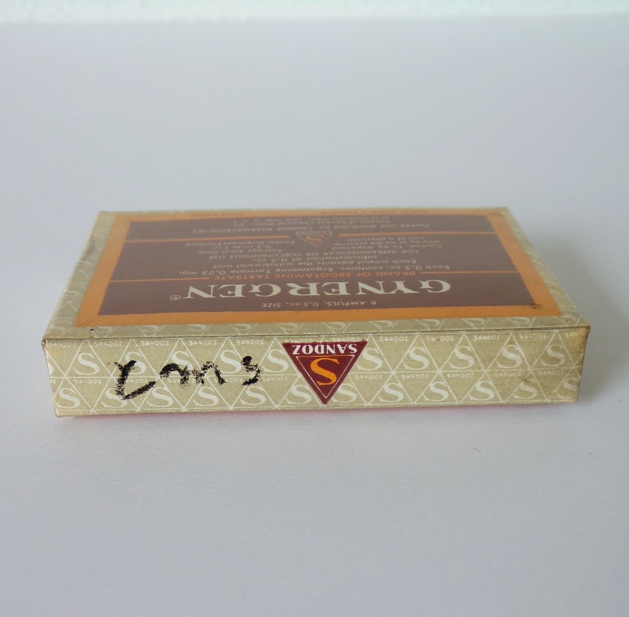UN-OPENED Box Sandoz GYNERGEN Brand ERGOTAMINE TARTRATE 6 Ampuls PHARMACEUTICAL