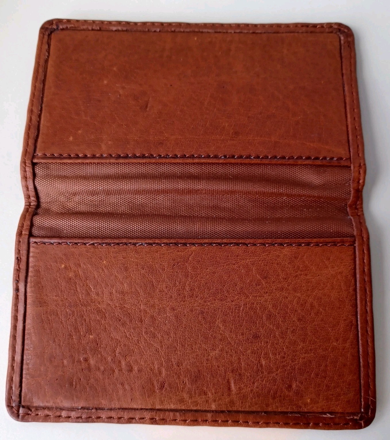 Brown Leather Pocket Card Wallet Case EMPTY/HOLDER ONLY Debossed Photofrin
