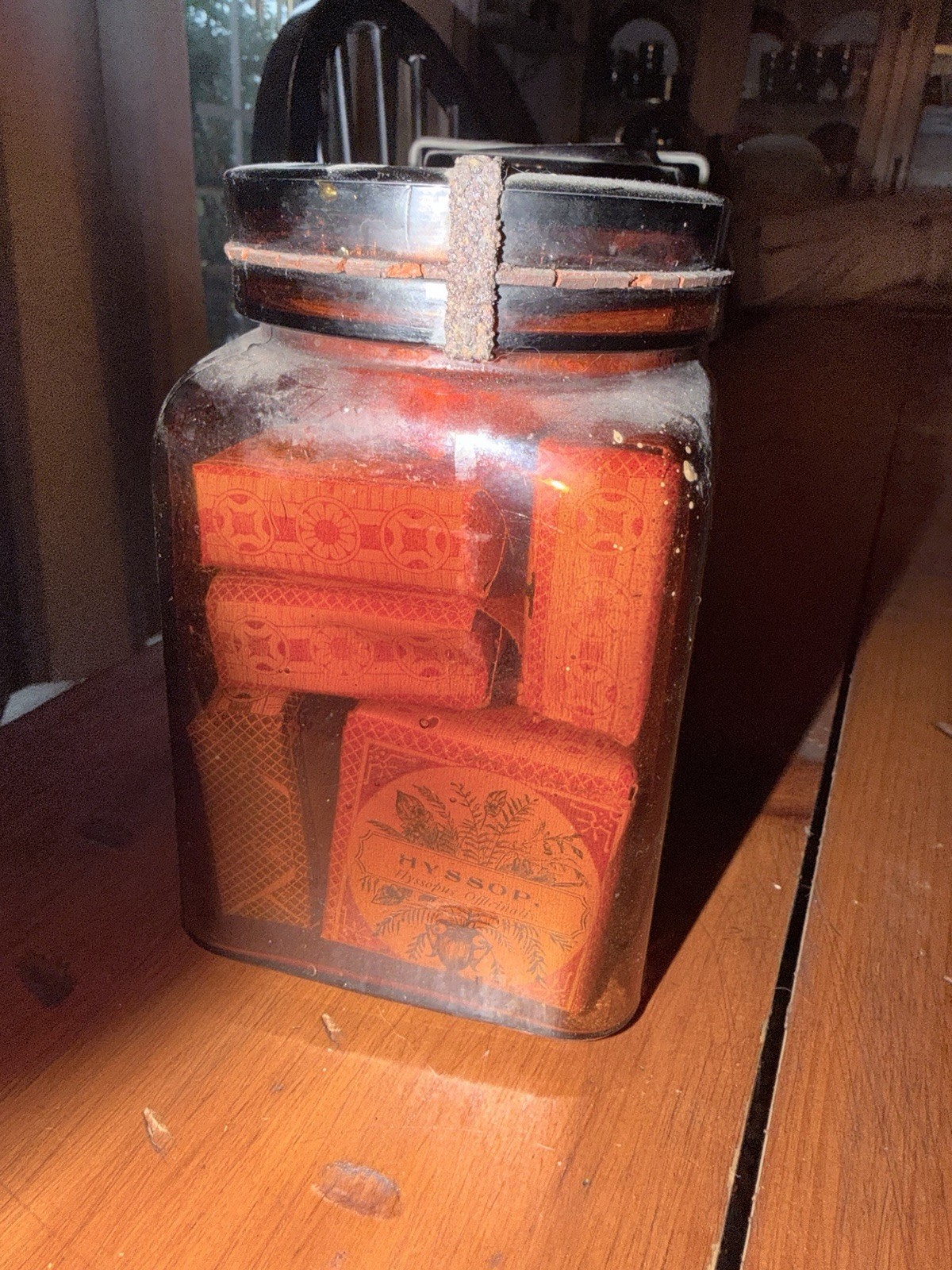 3 Vintage Gansen’s Drug Store Pioneer Pharmacy Amber Glass Jars w/ Labels