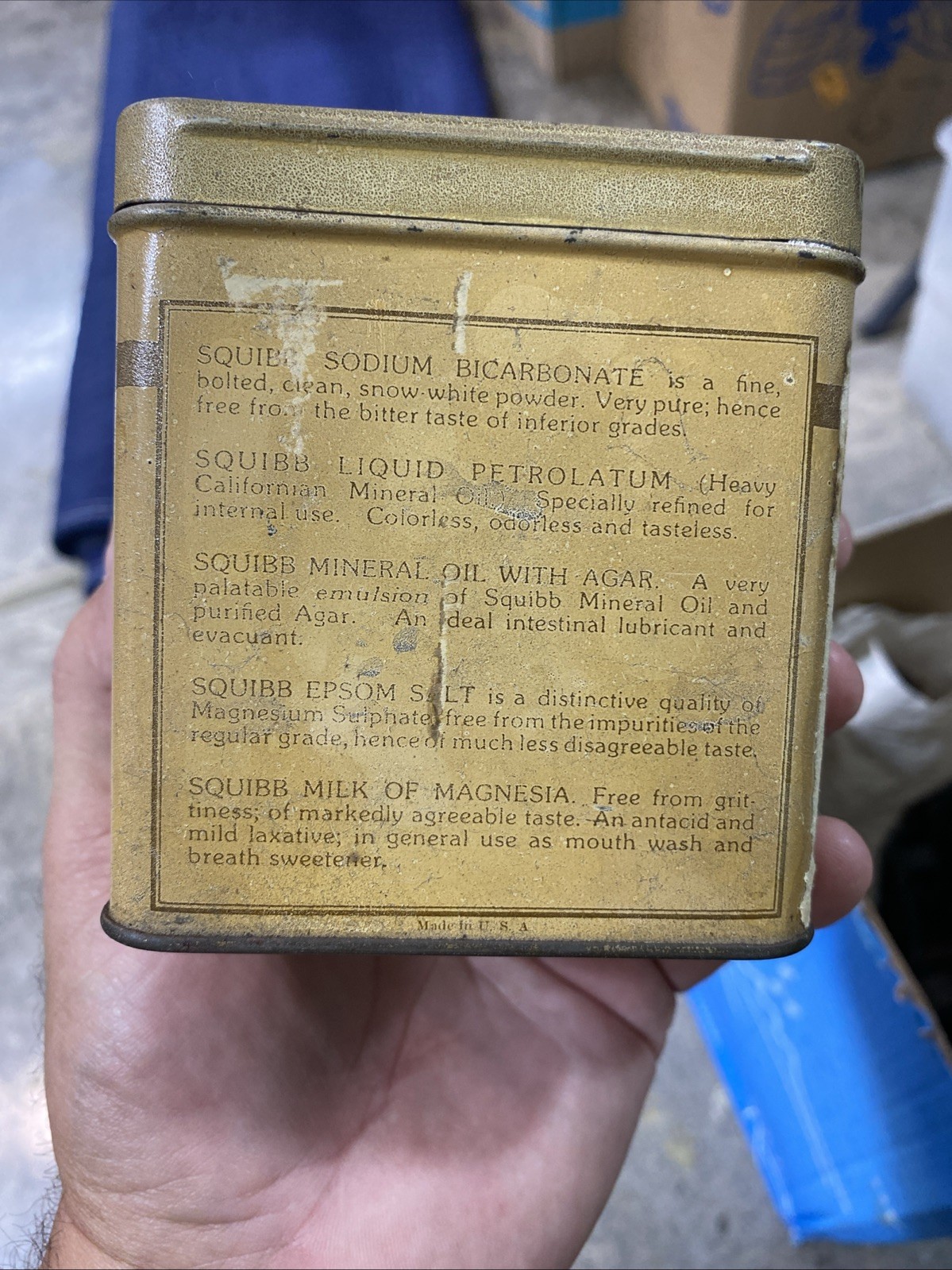 Rare: Vintage Tin Squibb: Cream Of Tartar Sodium Bicarbonate 1lb Tin