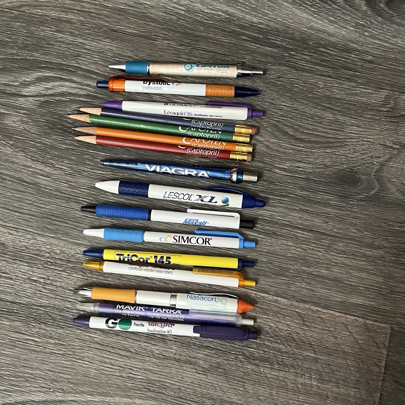 Lot of 16 Pharmaceutical Drug Rep Pens & Pencils Used Maxalt Viagra Tricor