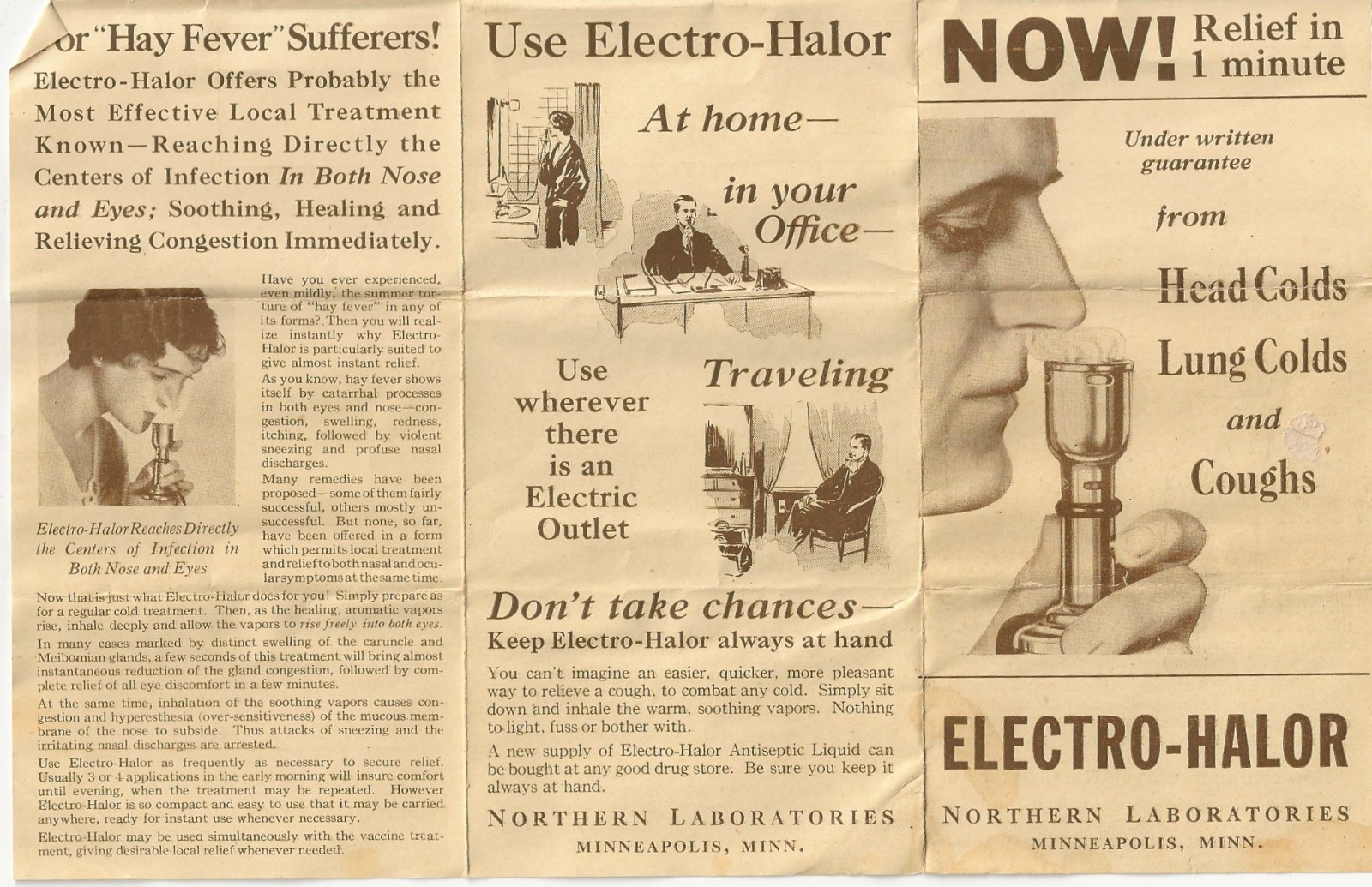 Antique vaporizer cold treatment ELECTRO-HALOR w box instructions MEDICAL CURIO