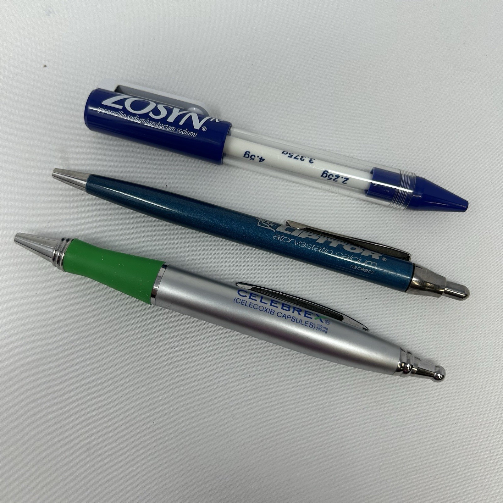 Pharmaceutical Drug Rep Pens lot of 3 Lipitor Celebrex Zosyn Injector All Work