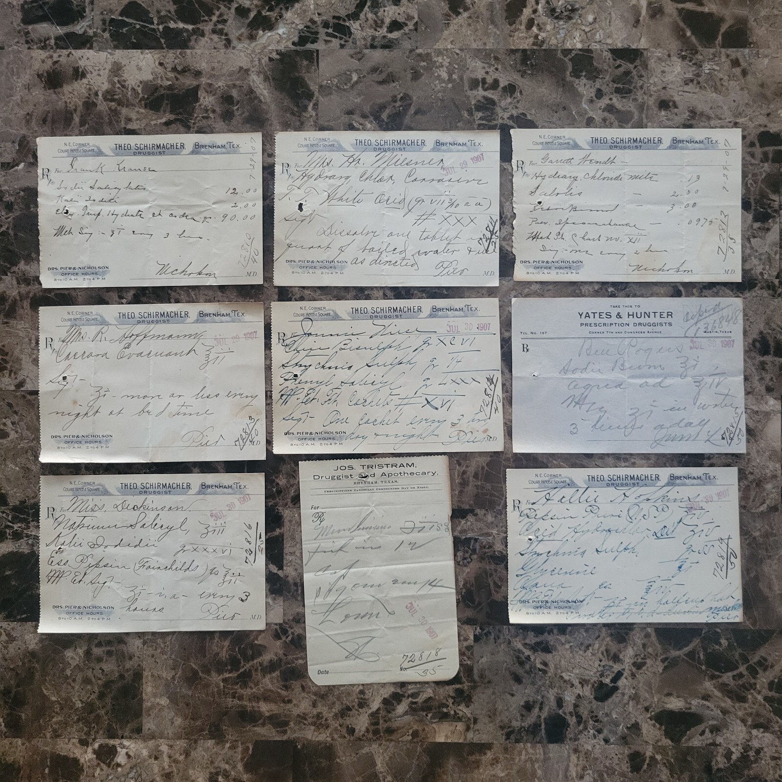 99 serially numbered antique prescriptions (1907) – OPIUM, PAPINE & CODEINE