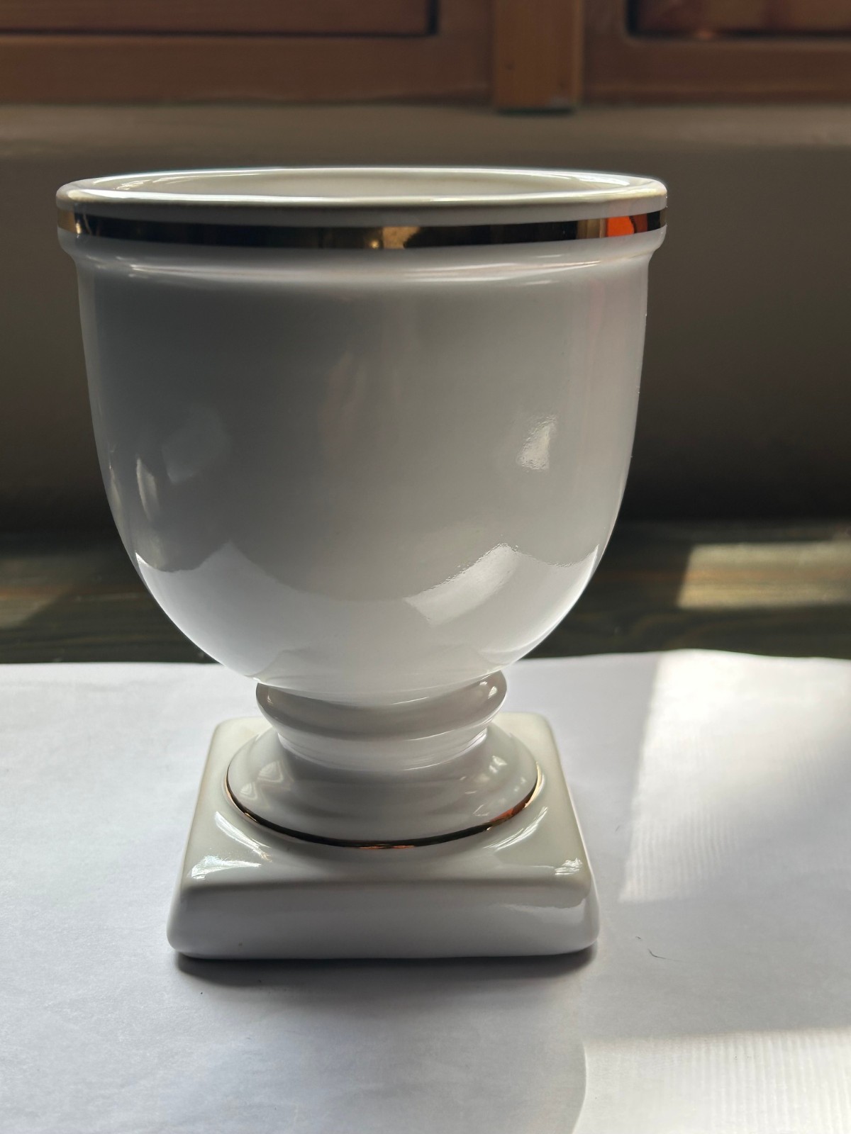 Vintage Apothecary Mortar and Pestle Ceramic Gold Trim Rx Herr Keramik