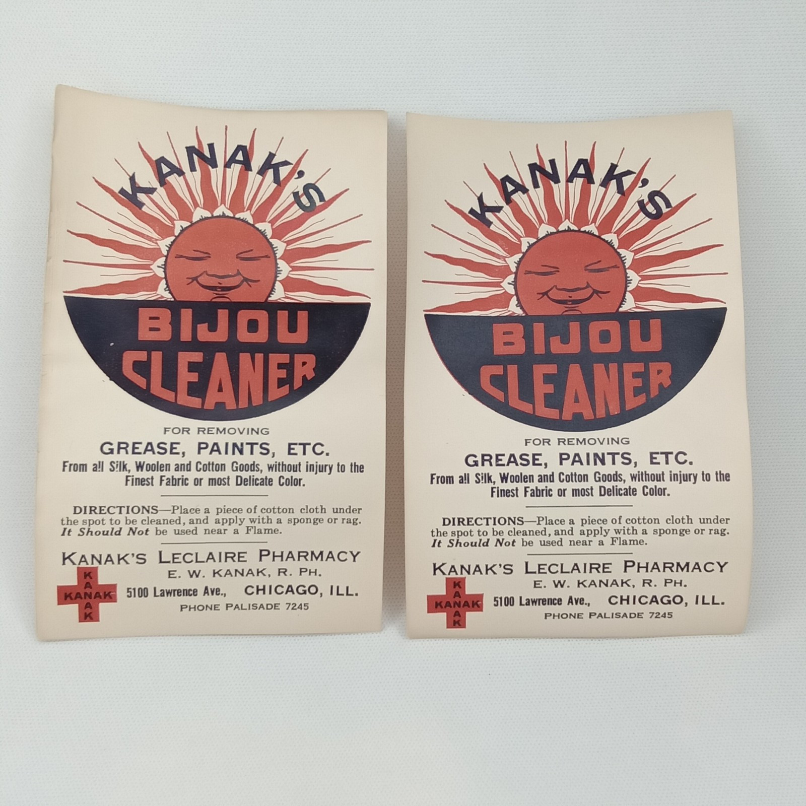 Vintage Advertising Flyer Bijou Cleaner Kanak’s Pharmacy Chicago 1950s